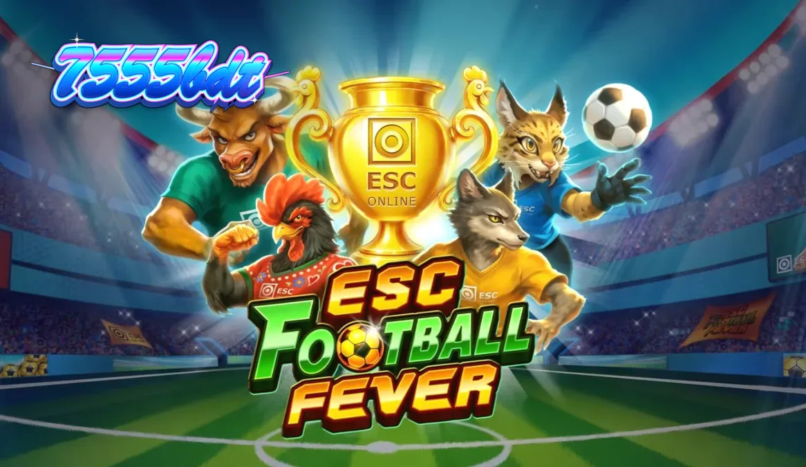 ESC Football Fever স্লটের স্টেডিয়াম থিম এবং গেমপ্লে স্ক্রিন